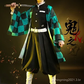 Ghost Blade cos sufura Kitajun Tanjiro e uniforme de equipe de vento Conjunto de anime cosplay quimono estilo masculino C