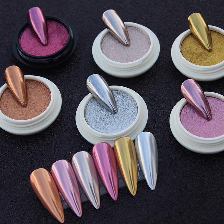 Pó Sólido Cromo Metalizado Unhas Cromado Pigmento Decoração Arte Nas Unhas