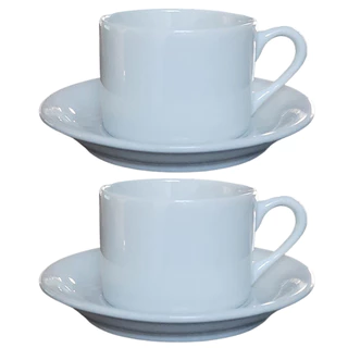 Jogo 2 xícaras Café Chá c/ pires - 170ml Base Reta-Porcelana