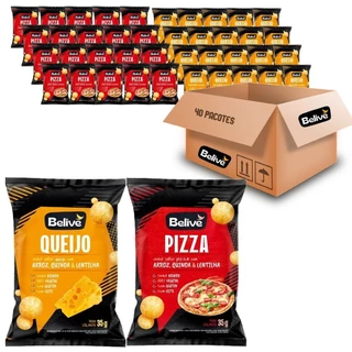 Kit 40 Snack Arroz Pizza (20x) Queijo (20x) Belive 35g