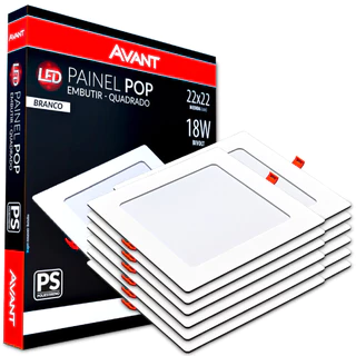 Kit 12 Unid Painel Plafon Led 18w Embutir Quadrado Luminária