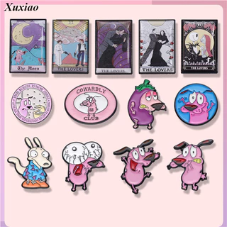 Coragem Criativa A O Alfinete Esmalte Cão Cowardly Pin Cor-De-Rosa Broche De Olhos Grandes Lembranças Acessórios De Metal Crachá Presente Para Amigos