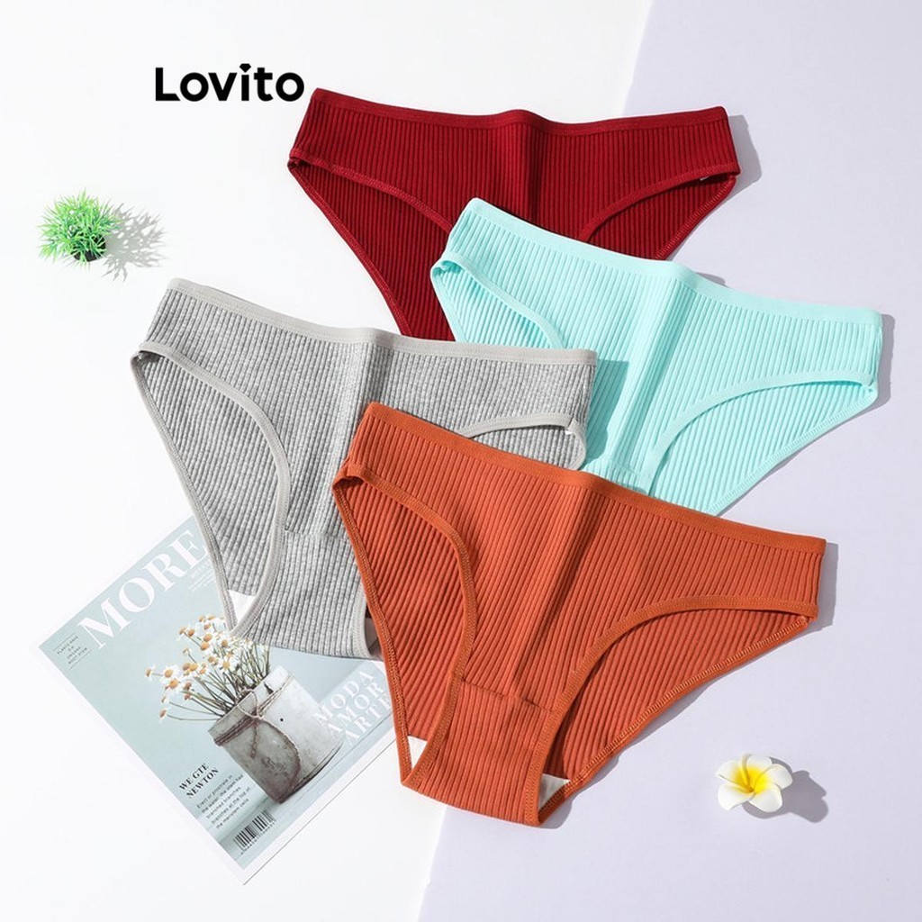 Lovito Calcinha de Linha Sem Adornos para Mulheres Elegantes Sem Adornos para Mulheres LNL51271