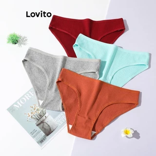 Lovito Calcinha de Linha Sem Adornos para Mulheres Elegantes Sem Adornos para Mulheres LNL51271