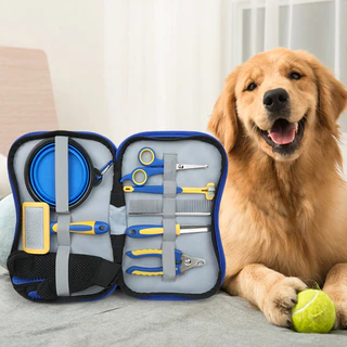 Kit Maleta Banho e Tosa para Cães e Gatos - Unha, Pelos, Dentes - Kit Higiene para Pet