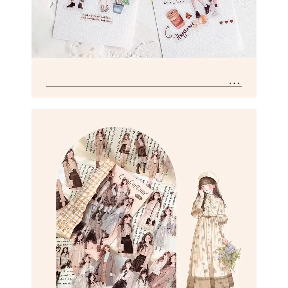 JIANWU 30 Folhas Life Tidbits Série Literary Girl Character Material ...