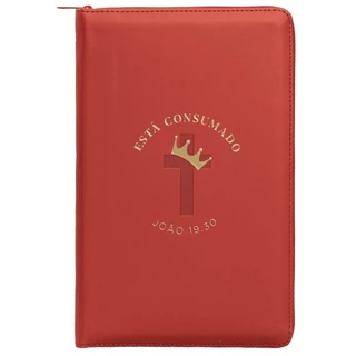 Bíblia Sagrada NVI com Zìper | Leitura Perfeita | Capa Couro Soft Vermelho Está Consumado em Oferta na Shopee