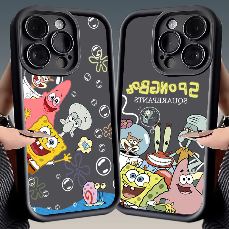 Capa De Silicone Flexível Antiqueda Estampa De Desenho Animado Bob Esponja Calça Quadrada Para Samsung Galaxy A14 A05 A05S A54 A32 A34 A13 A23 A33 A15 A35 A55 A53 A73 A51 A71 A52 A52S A72