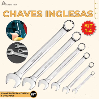 Kit 6/12/18/24 Peças Chave Combinada Profissional Aço Especial Cromada 6mm até 13mm cor prata