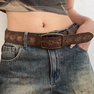 Vintage Americano Y2k Estilo Étnico Marrom Cintura Corrente Cinto Feminino Acessórios Para Presente De Feriado