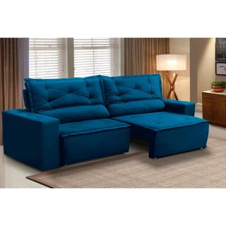 Sofá Retrátil e Reclinável 3 lugares com Molas 2,00m Livia Suede Adonai Estofados
