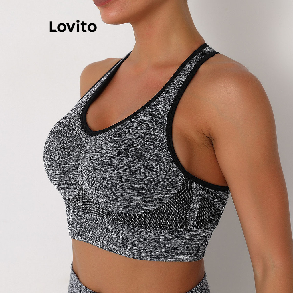 Lovito Sutiã Esportivo Esportivo Liso Sem Costas Para Mulheres Lnl43041 Shopee Brasil 1266