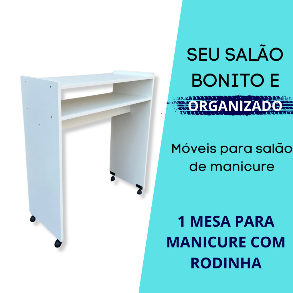 Mesa para Manicure Feita em MDF de 15mm Com Rodinhas Oferta