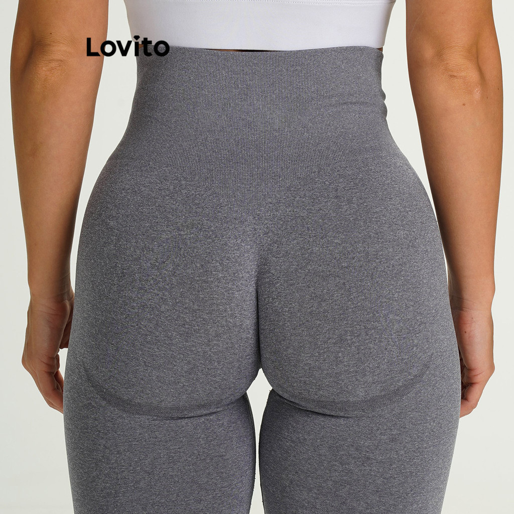 Lovito Shorts Esportivos Lisos De Alta Elasticidade Para Mulheres LNL47153