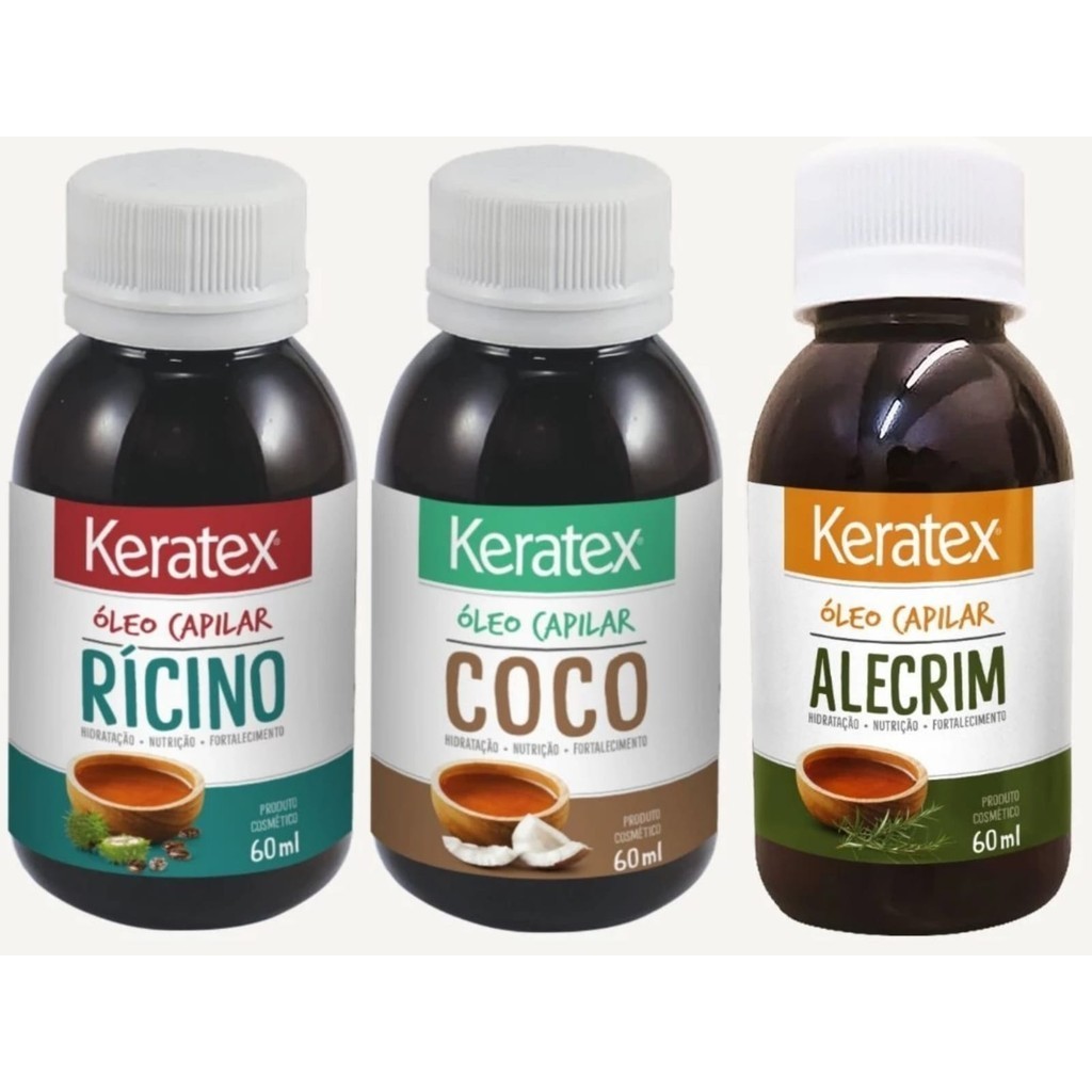 Kit Oleo Capilar Keratex Ricino + Coco + Alecrim 60ml