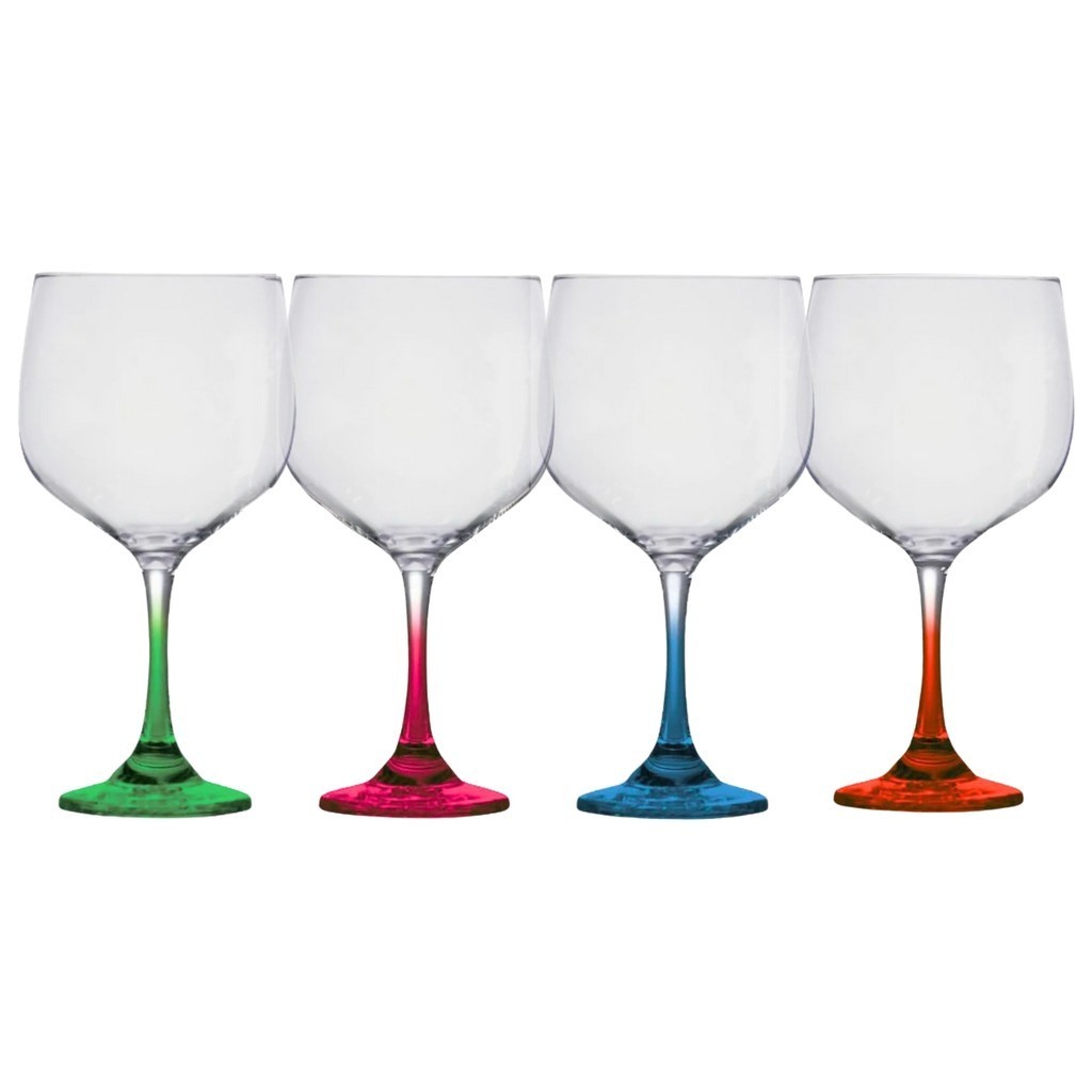 Jogo 4 Taças De Gin Colorida Resistente Vidro 790ml Designer Moderno
