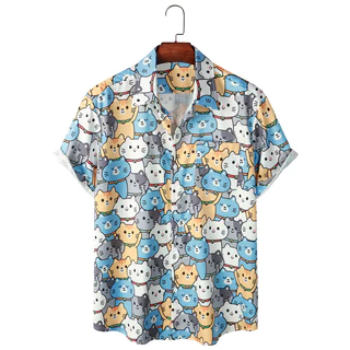 2024 Imprimir Camisa Casual De Manga Curta Masculina , Para O Parque De Férias De Verão , Tops Homens