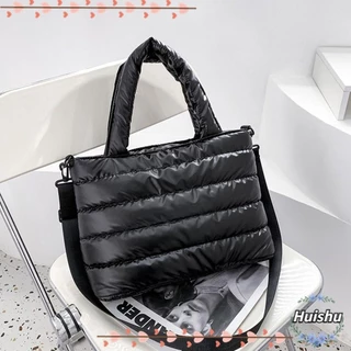 HUISHU Puffer Tote Bag Travel Down Padding Saco Leve De Mala De Mão De Corpo Cruzado