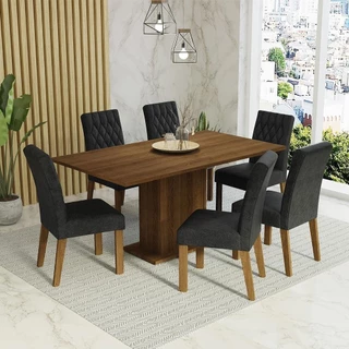 Conjunto Sala de Jantar Mesa Tampo de Madeira 6 Cadeiras Rustic/Oxford Hanna Madesa em Oferta na Shopee
