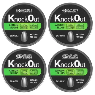 COMBO 04 - CHUMBINHO JSB SLUG KNOCK OUT 6.37MM 150UN CALIBRE .251 33,49GR