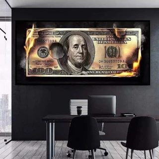Kit Placa Decorativa Mdf Quadro Nota Dólar Sala Quarto 40x60