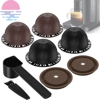 4Pcs Conjunto De Cápsulas De Café Reutilizáveis Com 2 Tampas De Silicone Colher E Escova Recarregável Compatível Para ENV135 ENV150 GCA1 SHOPSKC9218