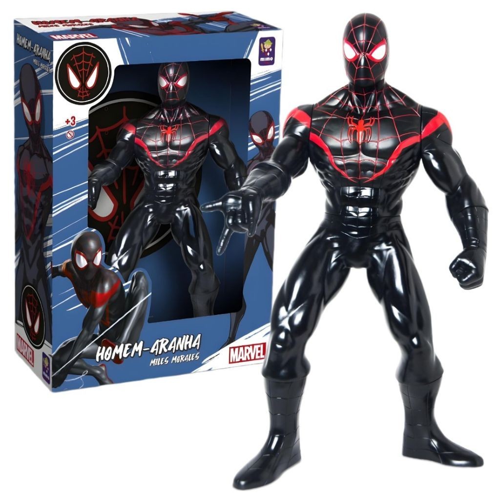 Boneco Grande Homem Aranha 45CM ARTICULADO Spider-Man Miles Morales ...
