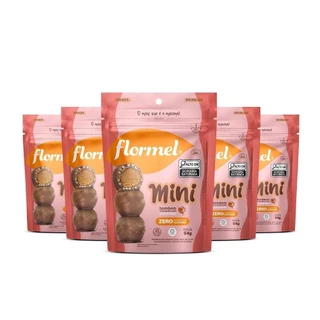 Kit Mini Bombom Crocante C/ Caramelo Flormel Zero Açúcar 54G Com 5 Unidades
