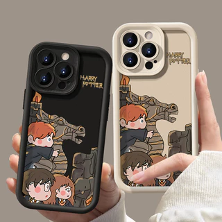Bonito Desenho Animado Engraçado Harry Potter Preto E Branco Caixa Macia Para IPhone X XR XS Max 14 15 Plus 7 8 11 12 13 Pro Capa De Silicone À Prova De Choque Espessada Anti-Queda