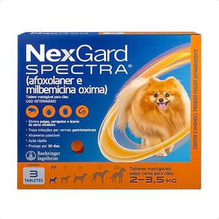 NexGard Spectra para Cães 2 a 3,5kg Antipulgas e Carrapatos - 3 Tabletes