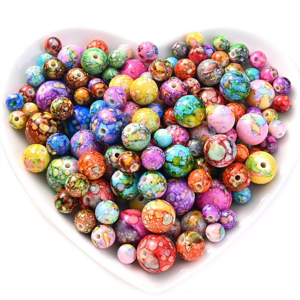 8mm 10mm 12mm 14mm 16mm 10-50pcs Tinta Acrílica Pintura Espaçadores Redondos Para Jóias Fazendo Pulseira Diy Acessórios Brincos