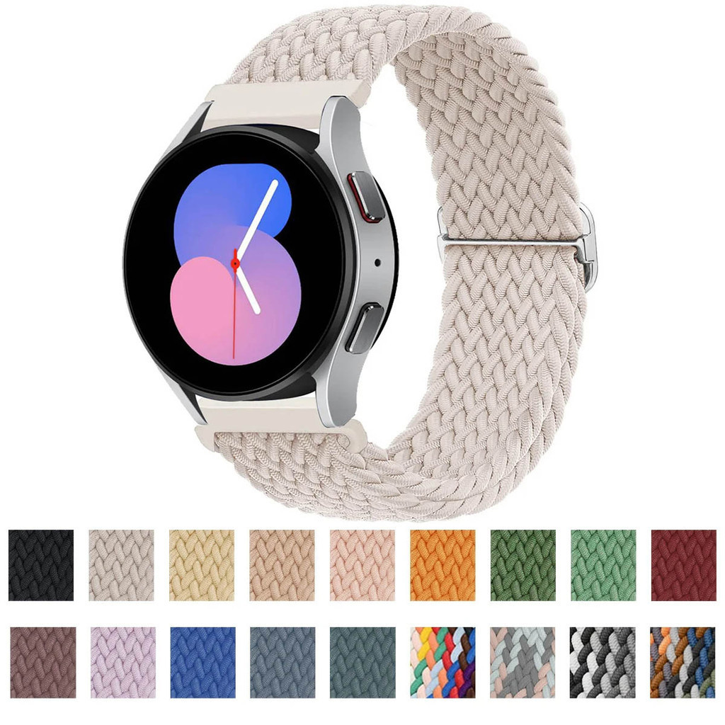 Pulseira circular De nylon Tecido De 20mm/22mm Compatível Para Samsung Galaxy Watch 4/5/6 pro Classic/ear s3/active 2 Bracelete Trançada Solo GT 2e 3 4