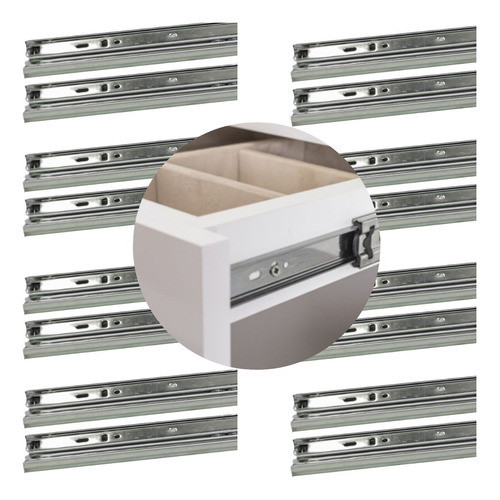 Trilho Para Gaveta De Correr 10 Pares Corrediça 35mm Armario | Shopee ...
