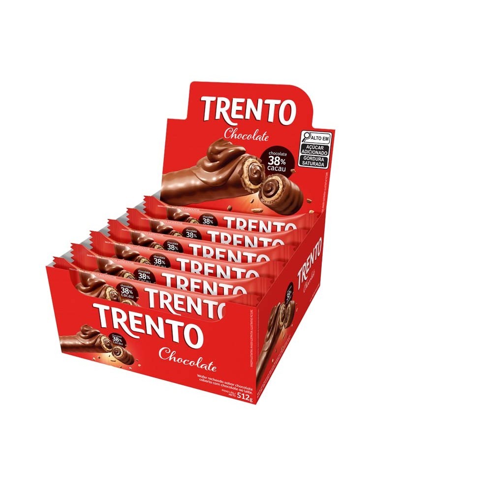Chocolate Trento Wafer Chocolate 32g - Embalagem Com 16un