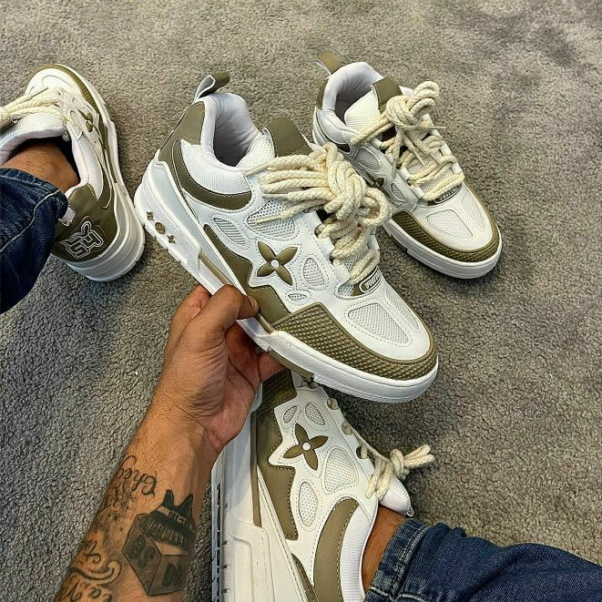Tênis Masculino Feminino Skate Grife LV + Cadarco Duplo Calçado de Luxo Masculino Novidades 2024