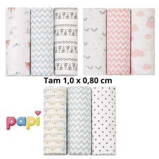 Cueiro Bebe Flanelado Grande Papi Baby 1,0x80 Estampado 3 unidades Rolinho Charutinho em Oferta na Shopee