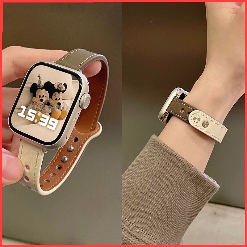 Pulseira De Couro Para Relógio De Maçã Ultra 2 49mm 44mm 45mm 42mm 38mm 40mm 41mm Mulher Homem iWatch Série 9 8 7 6 5 4 3 Se Band