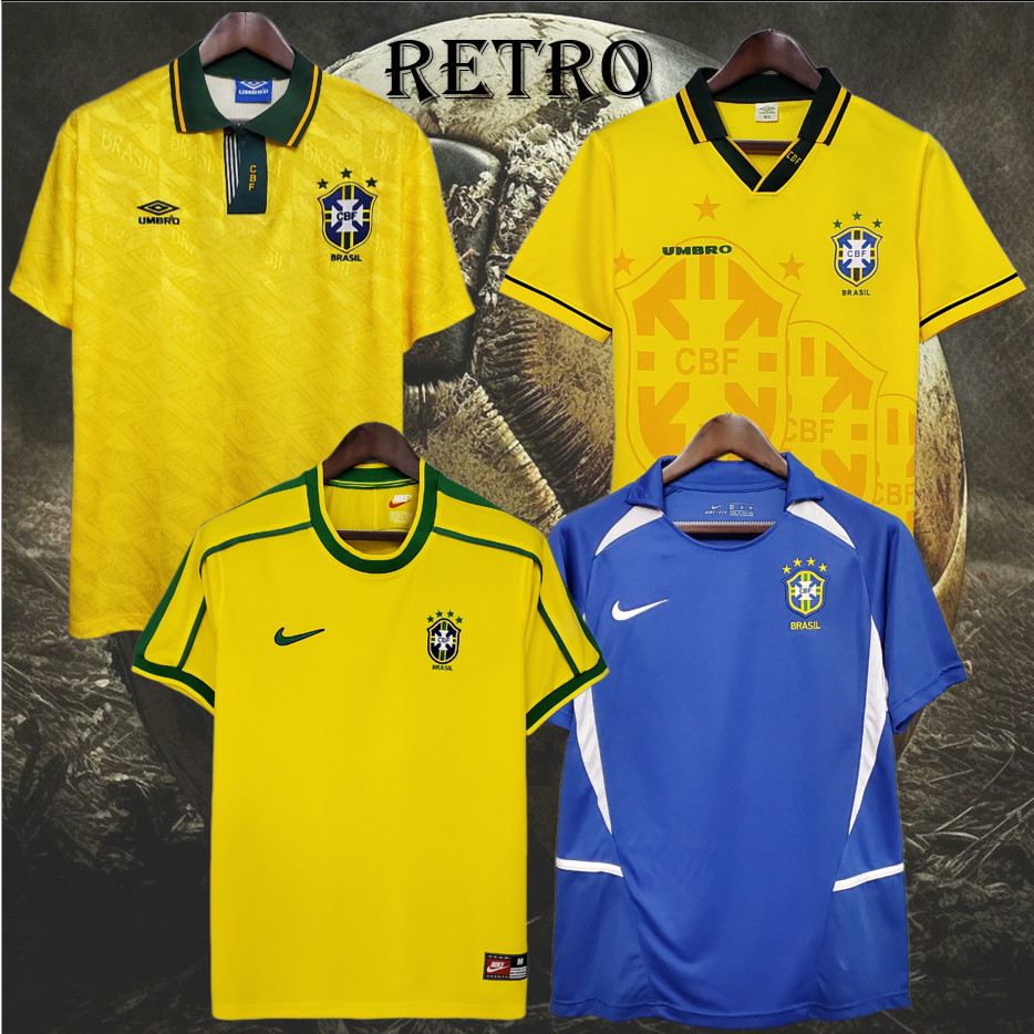 91 98 02 Retro Brasil Home Vintage Jersey Futebol