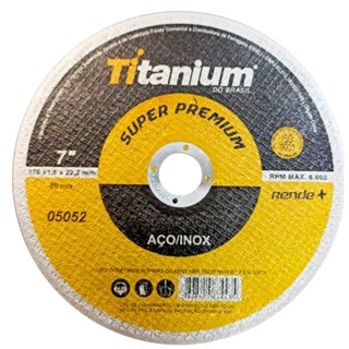 Disco de corte fino para metal e inox 7" x 7/8" x 1,6 mm - Super Premium Titanium