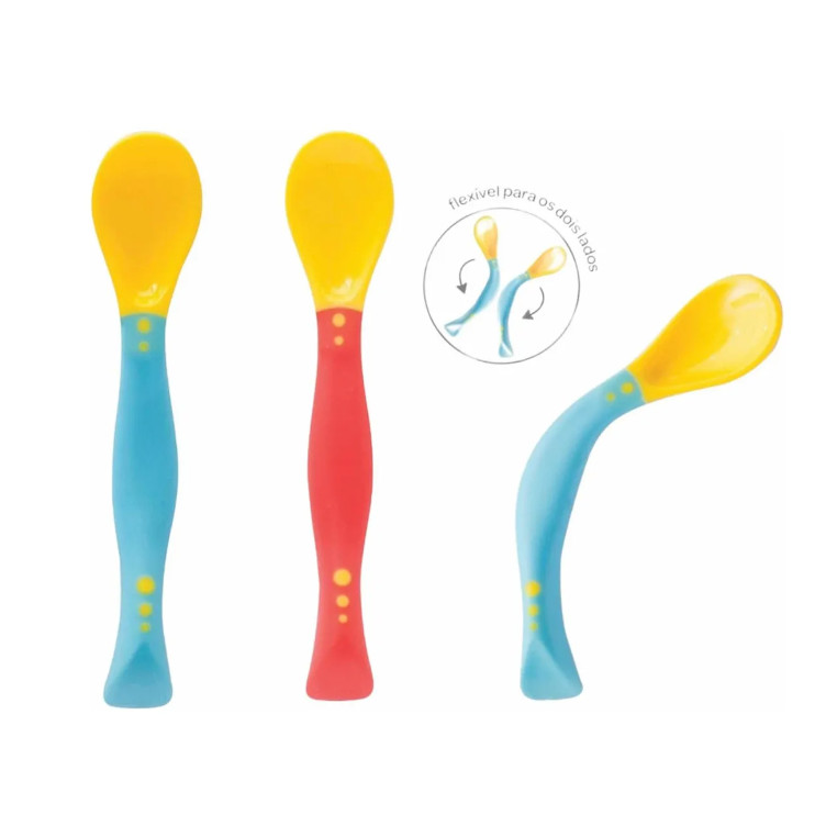 Colher Para Bebê Introdução Alimentar Torta Flexível Buba | Shopee Brasil