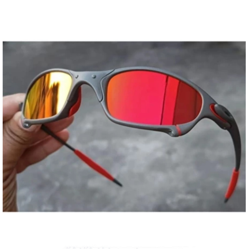 PROMOÇÃO - Oculos de Sol Juliet Ruby Borracha Vermelha X-Metal Polarizado Pinado Lupa Mandrak Vilão Doublexx