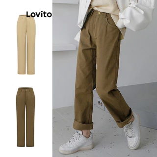 Lovito Casual Calça com Bolsos para Mulheres L76AD212