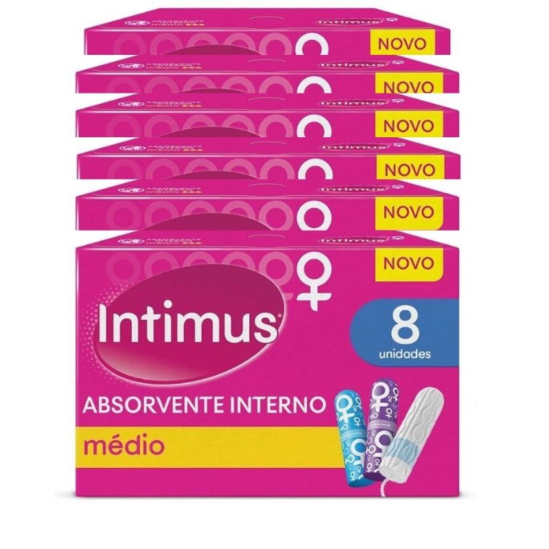 Kit 6 Absorvente Interno Médio C/8 Unid - Intimus | Shopee Brasil