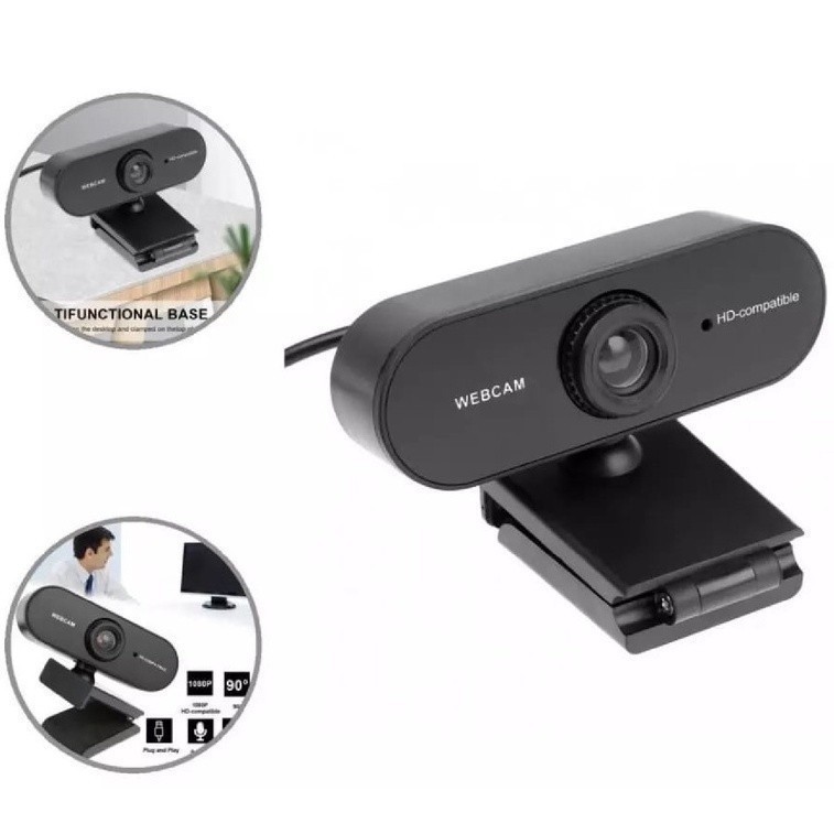 Webcam Full Hd Com Microfone Integrado Visão 360° 1080P