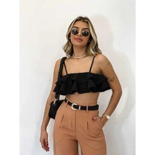 Cropeed feminina babado de alça
