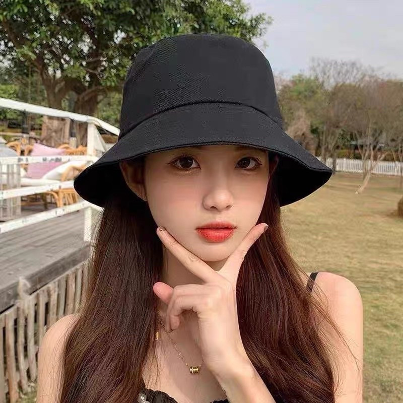 Chapéu de pescador da moda preto unissex bucket hat