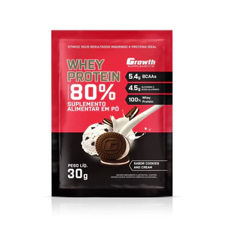 1x 80% WHEY PROTEIN CONCENTRADO Sachês de 30g cada - Growth Suplementos Cookies and Cream