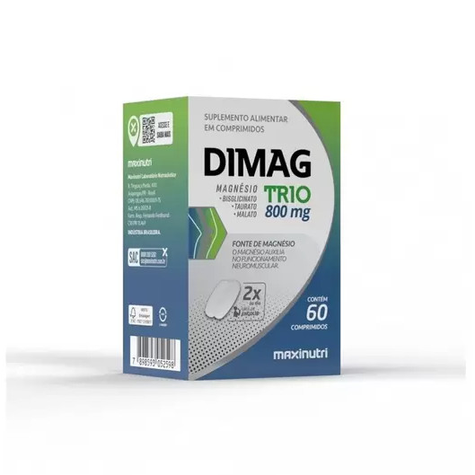 Dimag TRIO Magnesio Bisglicinato Alto Teor 60 Cpr Maxinutri | Shopee Brasil