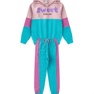 Conjunto Infantil Menina Moletom - Sweet Litlle Cute - Rosa e Azul