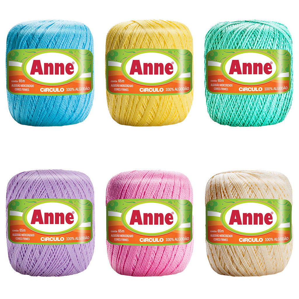 Kit 6 Anne Linha Novelo 65m 19g Cores e Tons Candy Color | Shopee Brasil